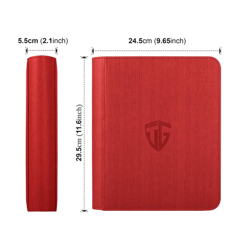 TCGUARD Toploader Binder Holds 112 Toploaders  4 Pocket Top Loader Binders for 3"" x 4"" Rigid Card Holders for Trading Cards or Sports Cards Binder (Red) - Image 2